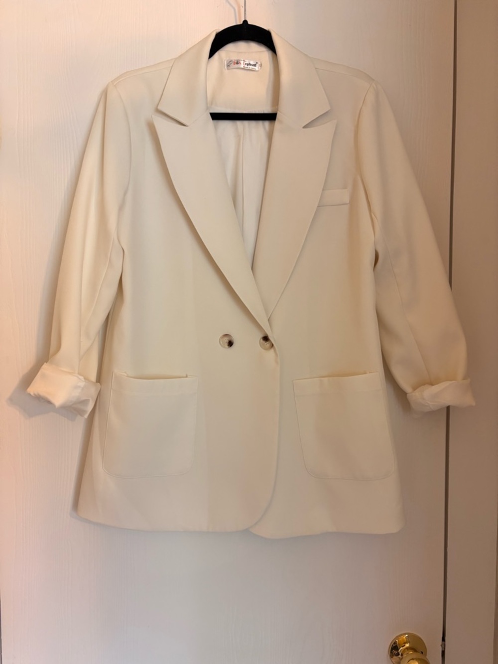 White Double-Breasted Women's Blazer Jacket